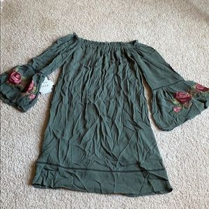 Off the shoulder green dress